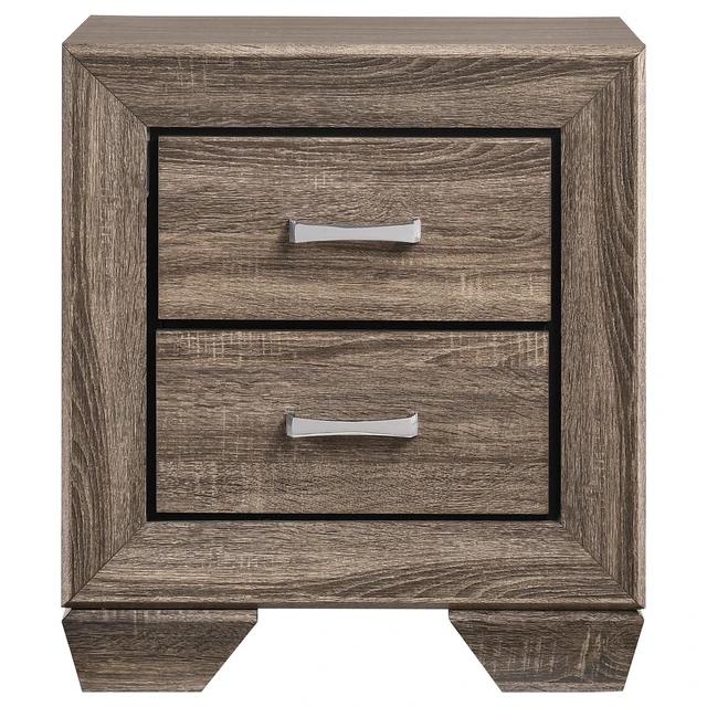 Alt view image 4 of 7 - Tomasina Washed Taupe 2-Drawer Rectangular Nightstand