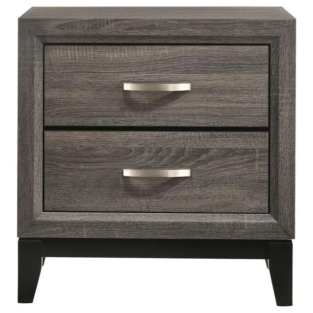 Alt view image 3 of 7 - Stephan Grey Oak 2-Drawer Nightstand