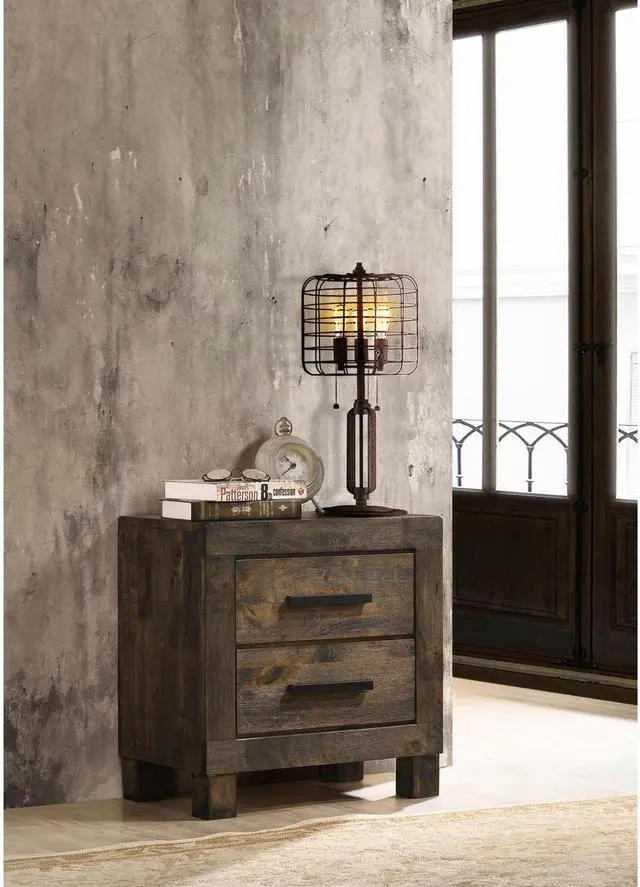 Main image of Rustic Golden Brown 2-Drawer Nightstand