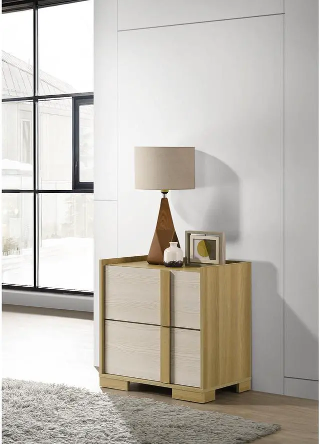 Main image of Lincoln Natural 2-Drawer Nightstand Bedside Table
