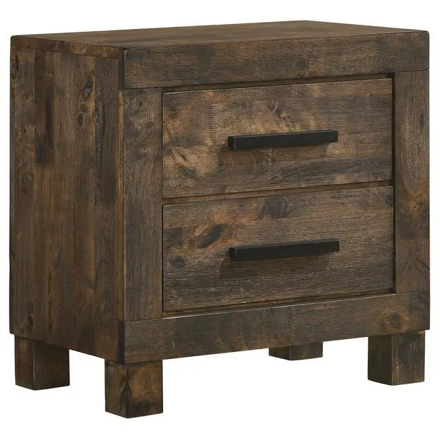 Alt view image 2 of 7 - Rustic Golden Brown 2-Drawer Nightstand