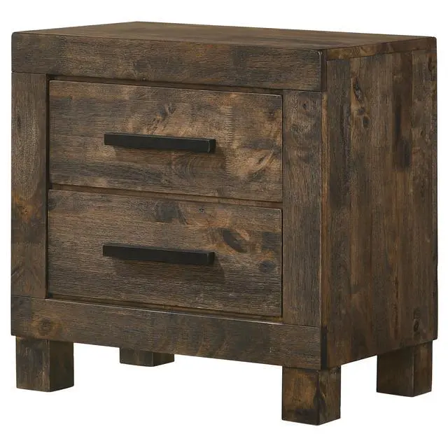 Alt view image 3 of 7 - Rustic Golden Brown 2-Drawer Nightstand