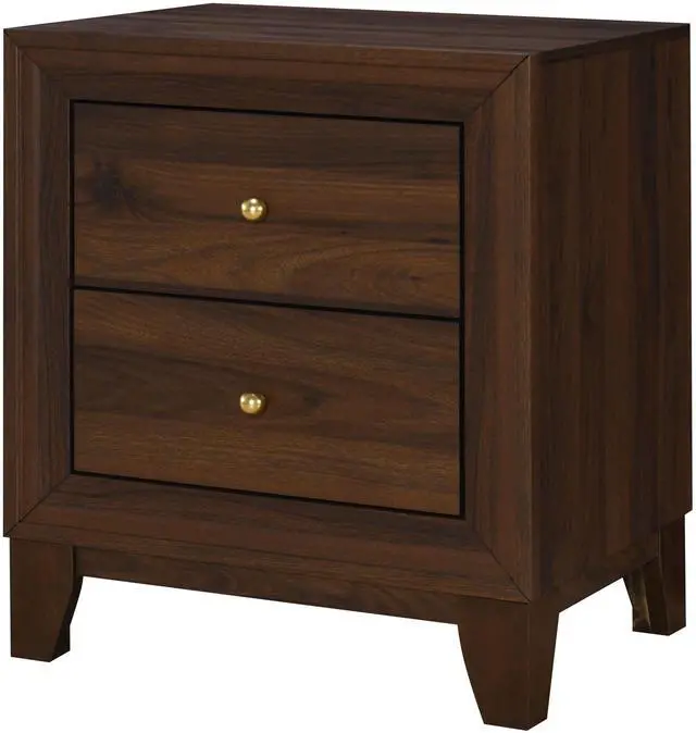 Alt view image 3 of 7 - Anza Walnut 2-Drawer Nightstand Bedside Table