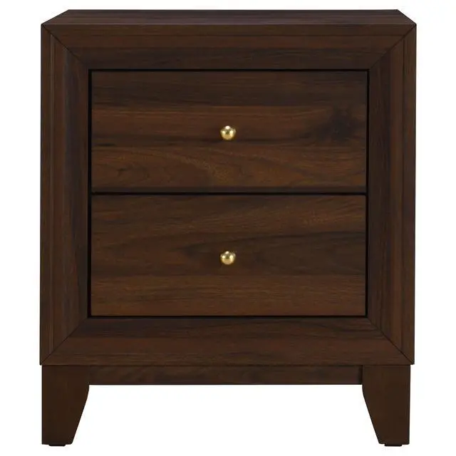 Alt view image 4 of 7 - Anza Walnut 2-Drawer Nightstand Bedside Table