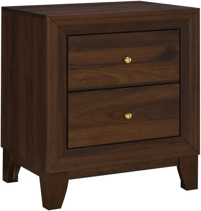 Alt view image 2 of 7 - Anza Walnut 2-Drawer Nightstand Bedside Table