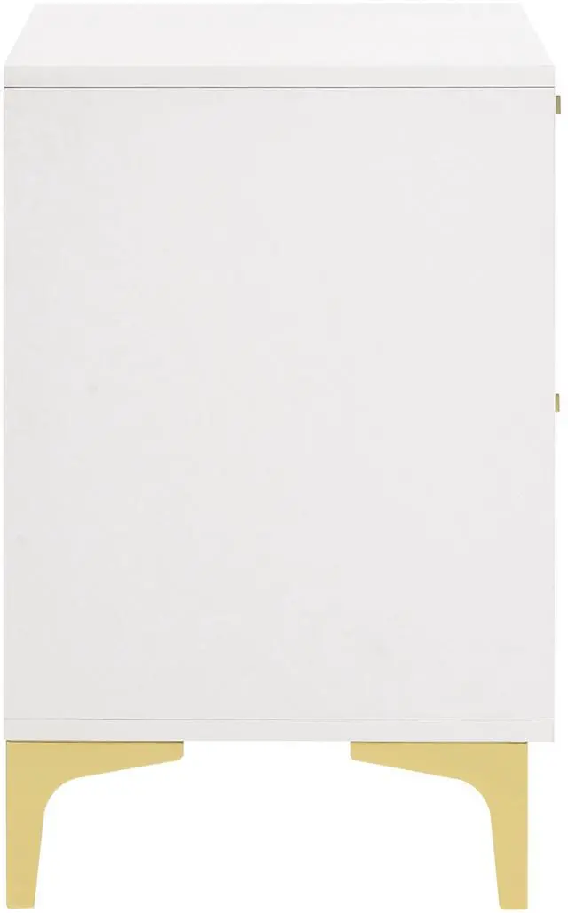 Alt view image 5 of 7 - White And Gold 2-Drawer Rectangular Nightstand