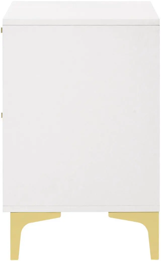 Alt view image 6 of 7 - White And Gold 2-Drawer Rectangular Nightstand