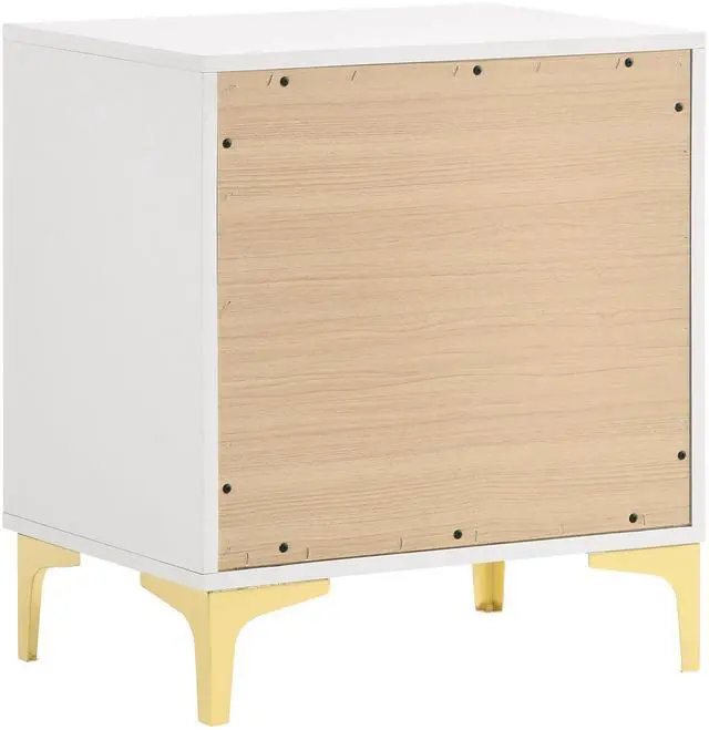 Alt view image 7 of 7 - White And Gold 2-Drawer Rectangular Nightstand