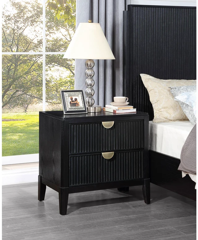 Main image of Mason Black 2-Drawer Nightstand