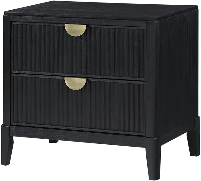 Alt view image 3 of 7 - Mason Black 2-Drawer Nightstand