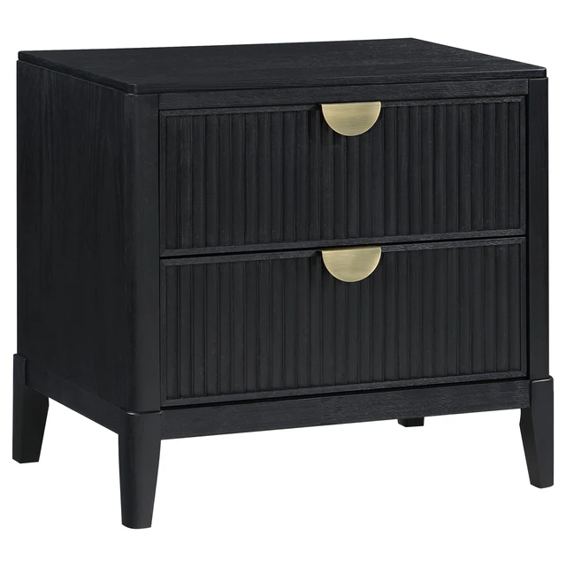 Alt view image 2 of 7 - Mason Black 2-Drawer Nightstand