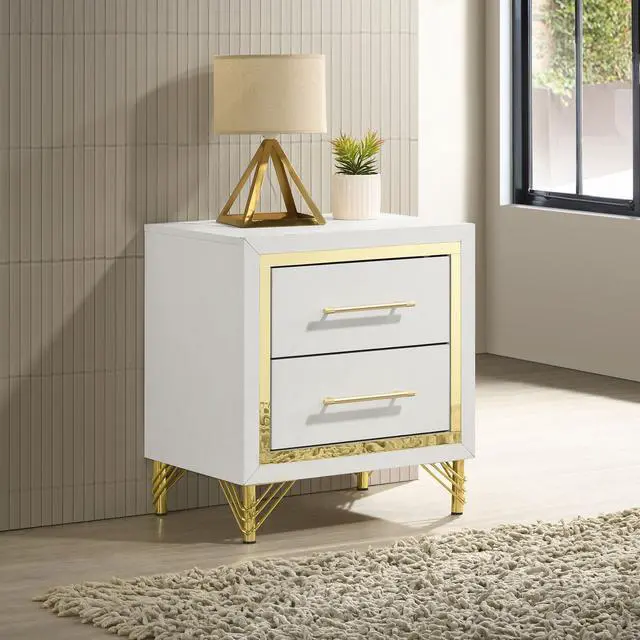 Main image of Chesney White 2-Drawer Nightstand Bedside Table