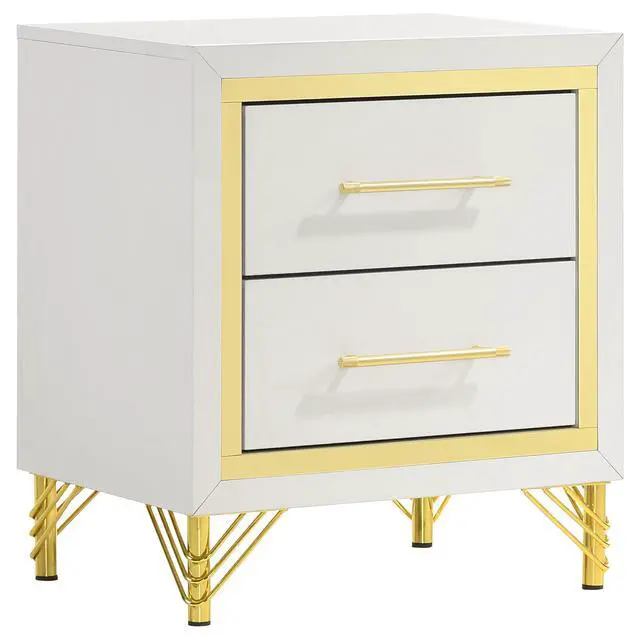Alt view image 2 of 7 - Chesney White 2-Drawer Nightstand Bedside Table