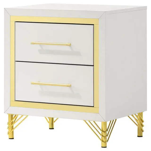 Alt view image 3 of 7 - Chesney White 2-Drawer Nightstand Bedside Table