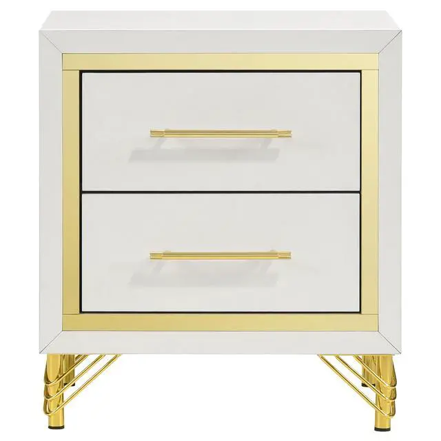 Alt view image 4 of 7 - Chesney White 2-Drawer Nightstand Bedside Table
