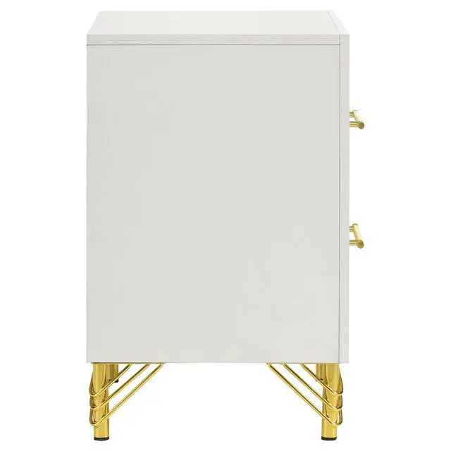 Alt view image 5 of 7 - Chesney White 2-Drawer Nightstand Bedside Table
