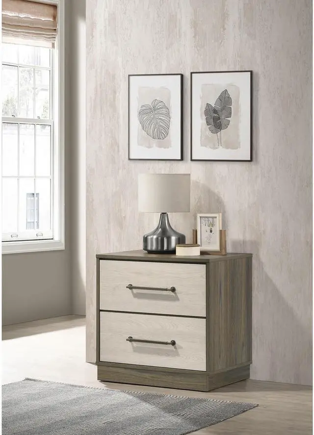 Main image of Edmondson Grey Oak 2-Drawer Nightstand