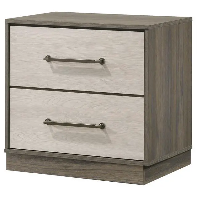 Alt view image 3 of 7 - Edmondson Grey Oak 2-Drawer Nightstand