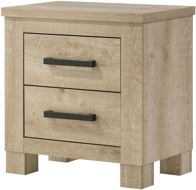 Alt view image 3 of 7 - Sansome Weathered Oak 2-Drawer Nightstand Bedside Table