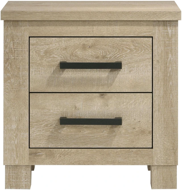 Alt view image 4 of 7 - Sansome Weathered Oak 2-Drawer Nightstand Bedside Table