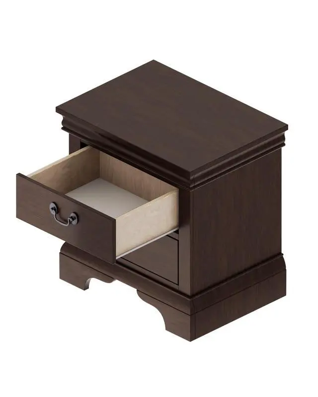 Alt view image 5 of 7 - Classic Wooden Nightstand, 2 Storage Drawers, 22"L, Solid Wood
