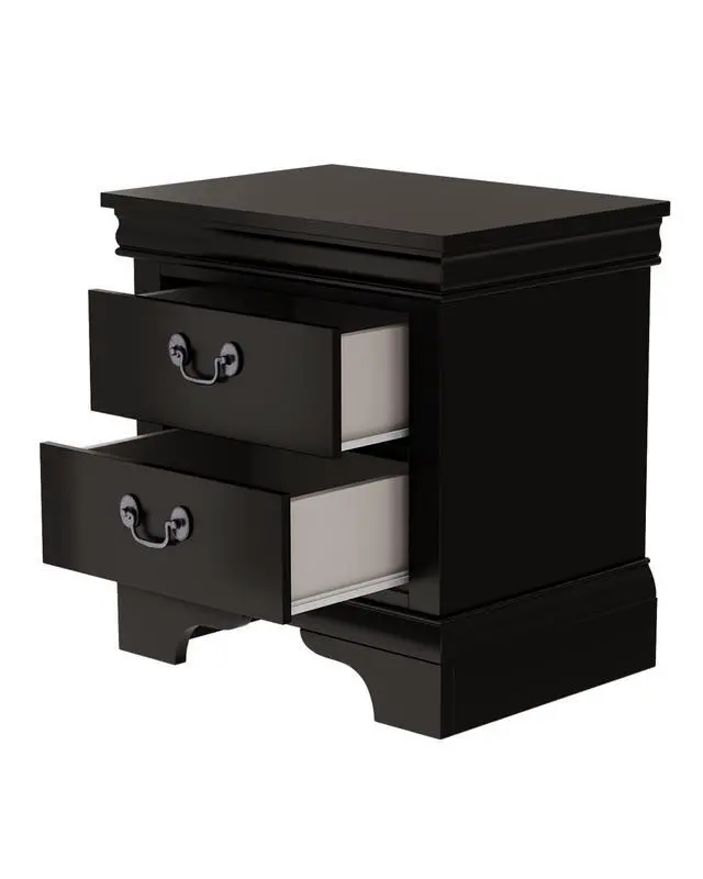 Alt view image 6 of 7 - Classic Wooden Nightstand, 2 Storage Drawers, 22"L, Solid Wood