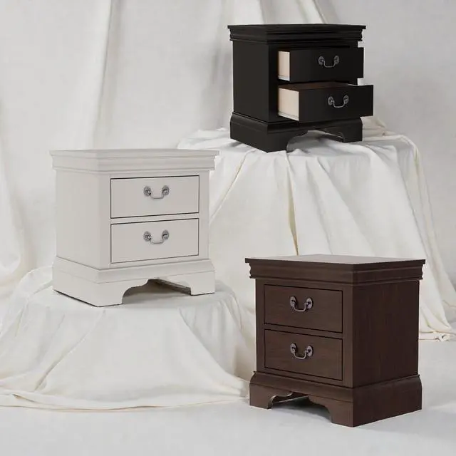 Alt view image 5 of 7 - Classic Wooden Nightstand, 2 Storage Drawers, 22"L, Solid Wood