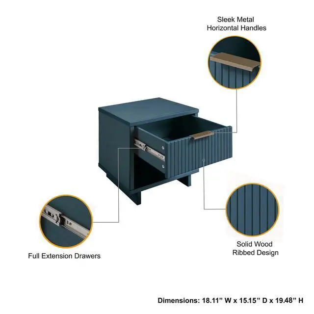 Alt view image 4 of 7 - Nightstand In Midnight Blue