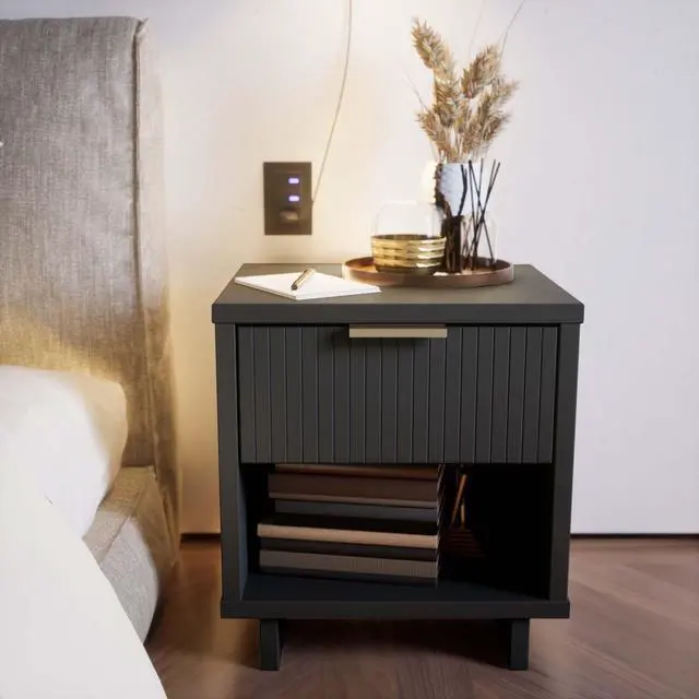 Alt view image 2 of 7 - Nightstand In Charcoal Gray