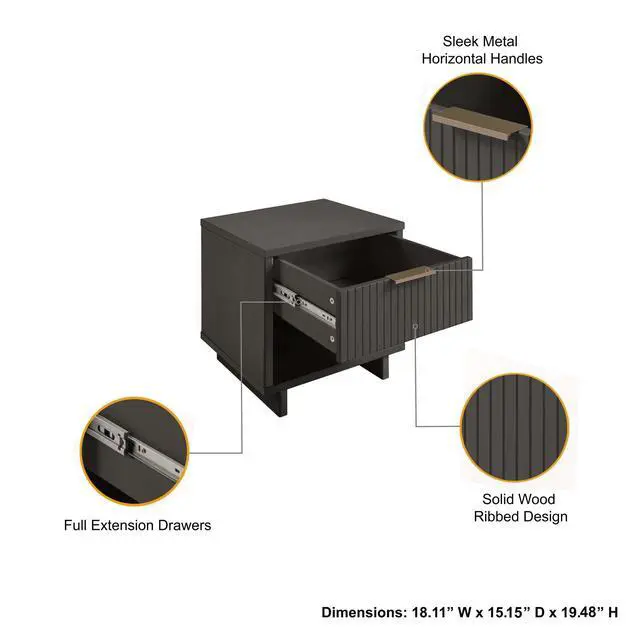 Alt view image 4 of 7 - Nightstand In Charcoal Gray