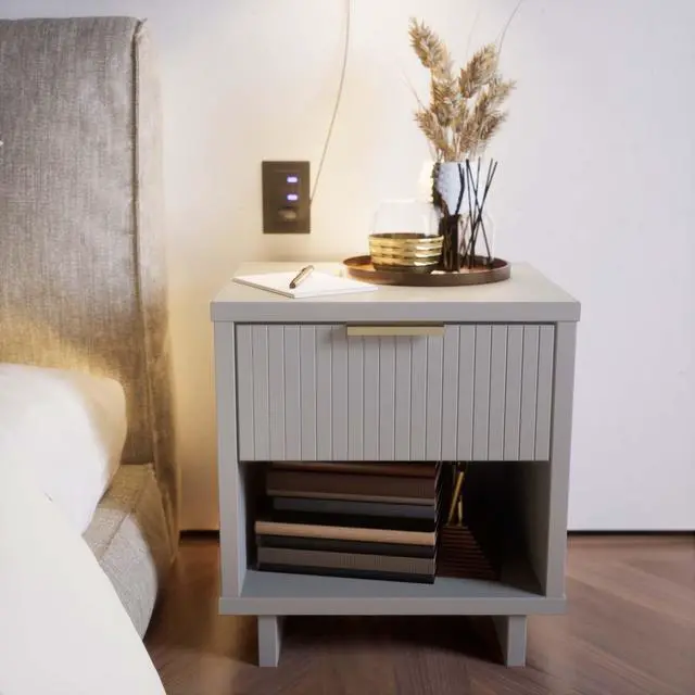 Alt view image 2 of 7 - Nightstand In Light Gray