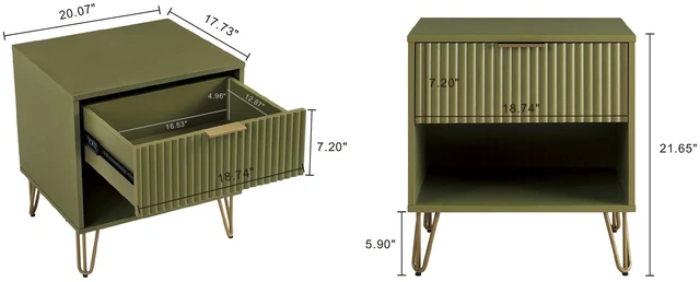 Alt view image 3 of 7 - Nightstand In Olive Green