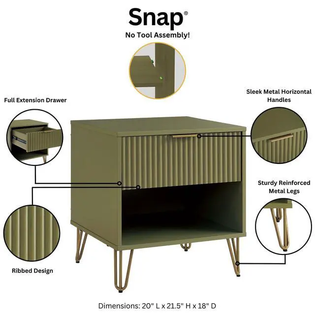 Alt view image 4 of 7 - Nightstand In Olive Green