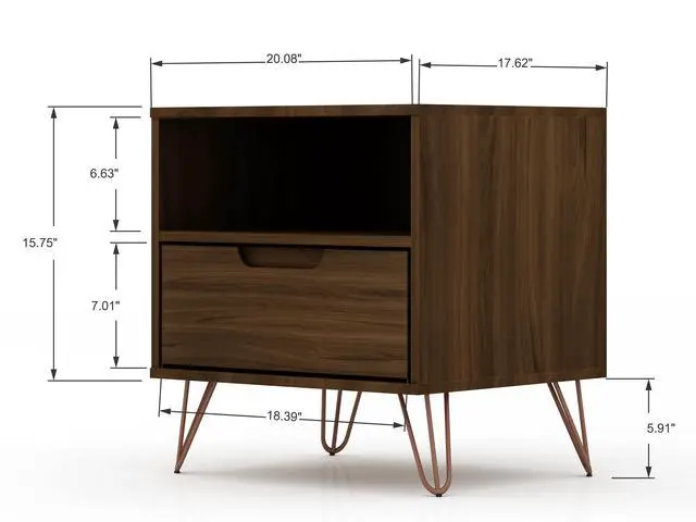 Alt view image 3 of 7 - Nightstand In Chestnut Brown
