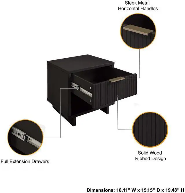 Alt view image 4 of 7 - Nightstand In Black