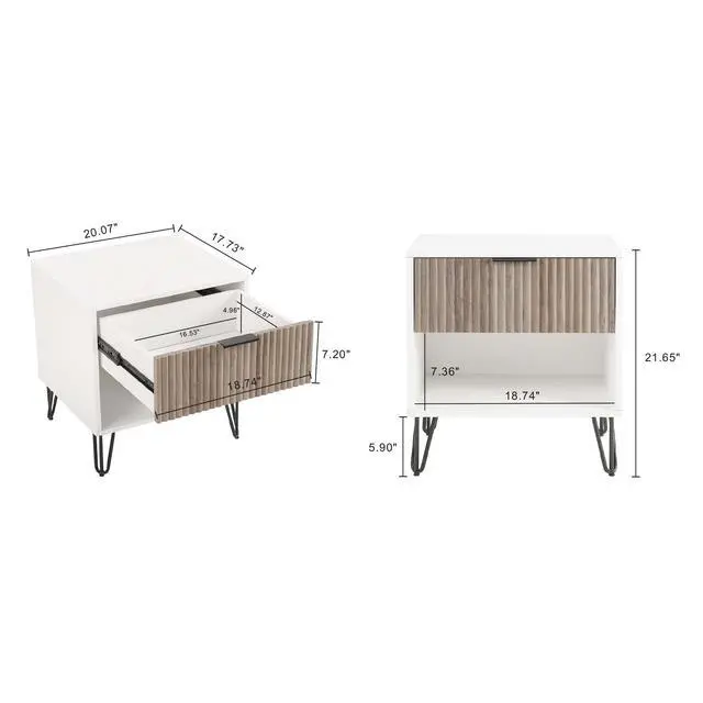 Alt view image 3 of 7 - Nightstand In Rustic Gray And White