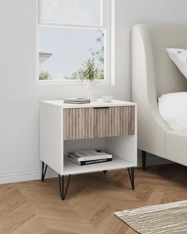 Alt view image 2 of 7 - Nightstand In Rustic Gray And White