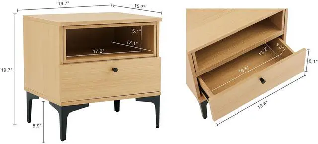 Alt view image 3 of 7 - Nightstand In Light Oak