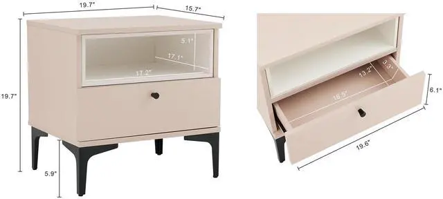 Alt view image 3 of 7 - Nightstand In Pale Rose And White