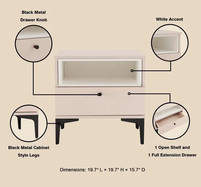 Alt view image 4 of 7 - Nightstand In Pale Rose And White