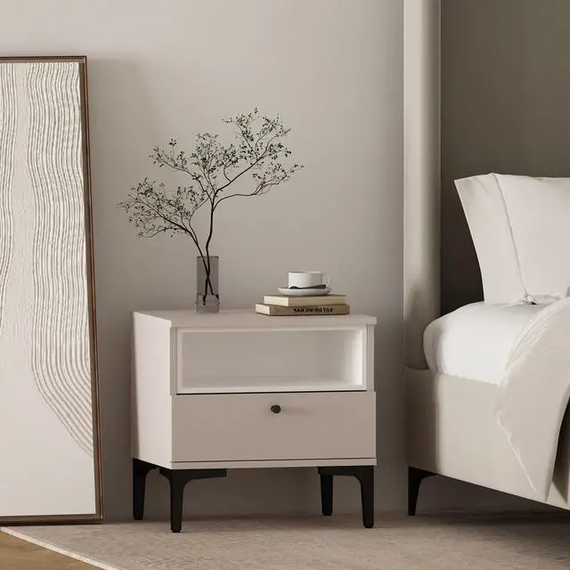 Alt view image 2 of 7 - Nightstand In Pale Rose And White