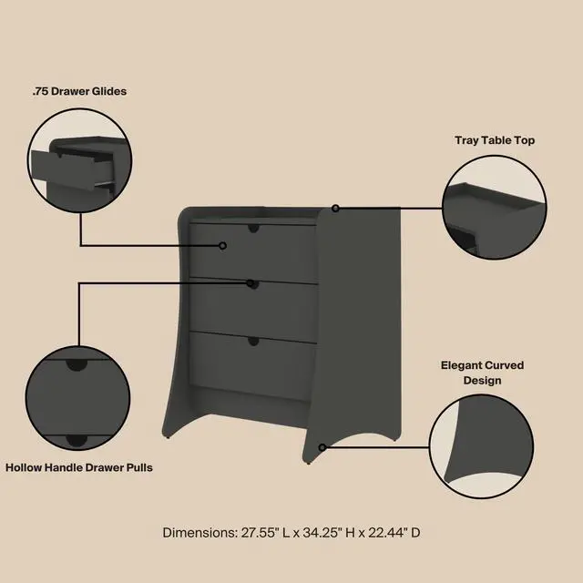 Alt view image 4 of 7 - Nightstand In Charcoal Gray