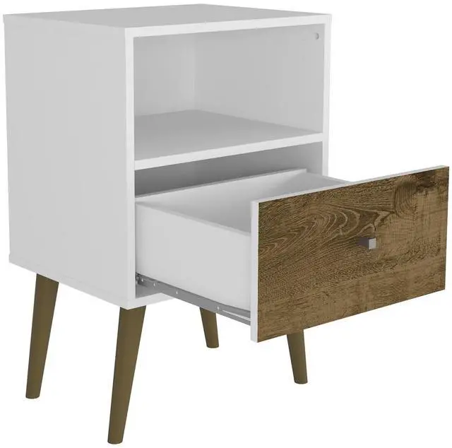 Alt view image 4 of 6 - Nightstand In White And Rustic Brown