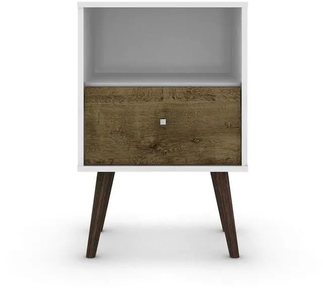 Alt view image 6 of 6 - Nightstand In White And Rustic Brown