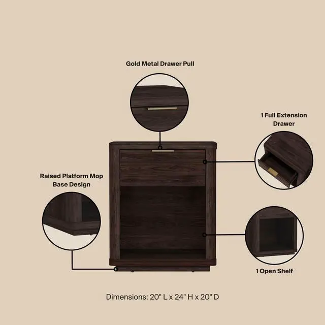Alt view image 4 of 7 - Nightstand In Brown