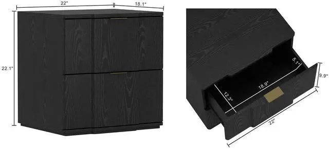 Alt view image 3 of 7 - Nightstand In Black And Gold