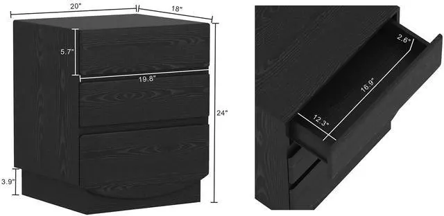 Alt view image 3 of 7 - Nightstand In Black