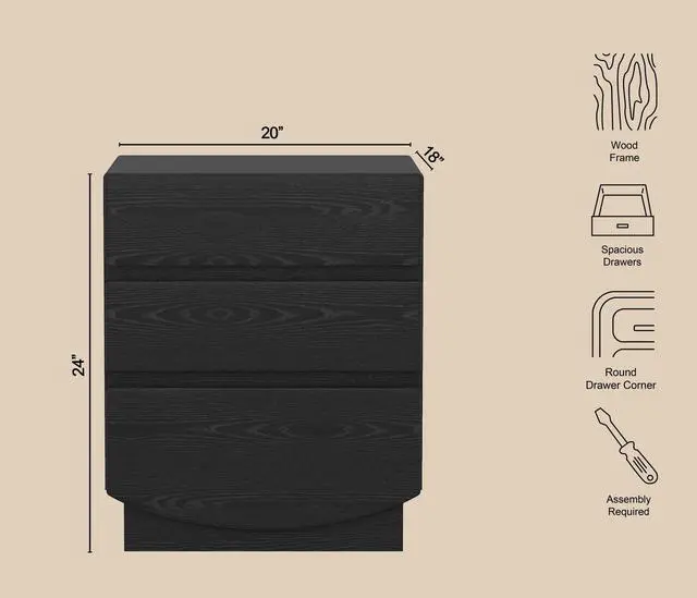Alt view image 4 of 7 - Nightstand In Black