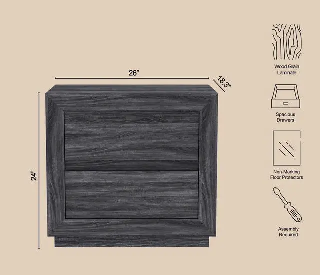 Alt view image 5 of 7 - Nightstand In Charcoal Gray