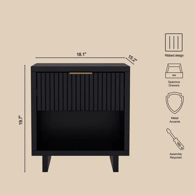 Alt view image 3 of 7 - Nightstand In Black